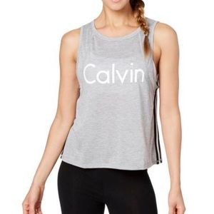 Calvin Klein Cropped Tank Top with Racer-Stripe XL